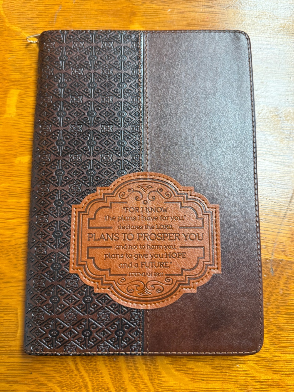 Biblical Quote Faux Leather Journal in Dark Brown